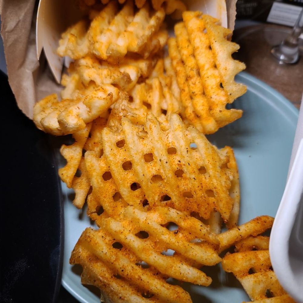 Happy Burger - Love these Cajun waffle fries! - Hot Dogs Near Me - Toronto, Ontario Happy Burger - Love these Cajun waffle fries! - Hot Dogs Near Me - Toronto, Ontario