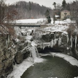 Triphammer Falls - A wintry view of the falls from the Thurston Ave bridge.