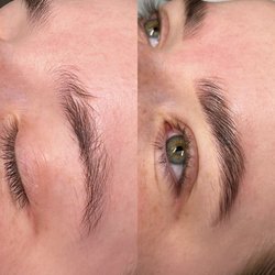 Envy Esthetics - Before and after brow lamination and hybrid dye