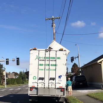 A 1 Shredding - A1 shredding blocking a lane at an intersection just before the driver flipped me off. NEVER do business with them. - Shredding Services Near Me - Bellingham, Washington A 1 Shredding - A1 shredding blocking a lane at an intersection just before the driver flipped me off. NEVER do business with them. - Shredding Services Near Me - Bellingham, Washington