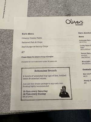 Menu photo 2 Olivers Restaurant Belfast, BFS