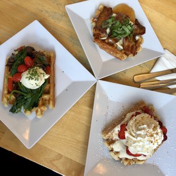 The Waffle Window - Three B's Waffle (top) Farm Fusion (bottom left) Strawberry Cheesecake Waffle (bottom right) - Breakfast & Brunch Near Me - Portland, Oregon The Waffle Window - Three B's Waffle (top) Farm Fusion (bottom left) Strawberry Cheesecake Waffle (bottom right) - Breakfast & Brunch Near Me - Portland, Oregon
