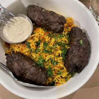 Oren's Hummus - Rice Bowl w/ Beef Kebab(looks really funny but tasted good) - Mediterranean Near Me - San Francisco, California
