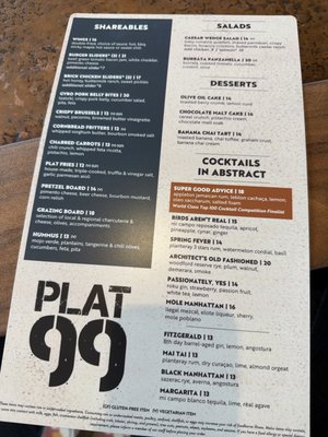 Menu photo 2 Plat 99 Indianapolis, IN Menu photo 2 Plat 99 Indianapolis, IN