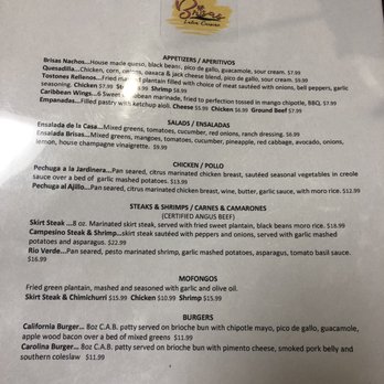 Brisas - Menu - Caribbean Near Me - Goldsboro, North Carolina Brisas - Menu - Caribbean Near Me - Goldsboro, North Carolina