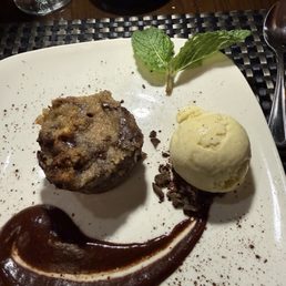 Bread pudding with coconut ice cream.