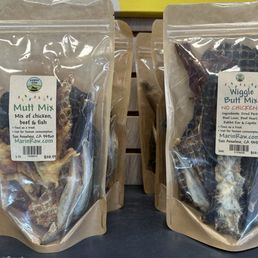 Best dog treat gift bags! A mix of legs, ears, minnows, etc.