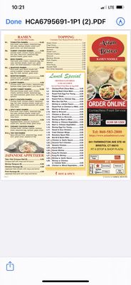 Menu photo 1 Asian Bistro Ramen Noodle Bristol, CT Menu photo 1 Asian Bistro Ramen Noodle Bristol, CT