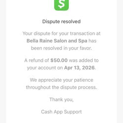 Bella Raine Hair Salon And Spa - Dispute resolved