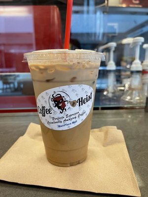 Photo of Coffee Heist - Santa Ana, CA, US. Vietnamese Iced Latte....so good he got it on his shirt.