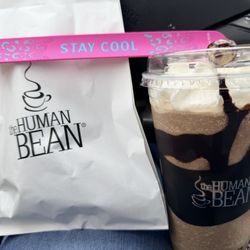 The Human Bean - Mocha Granita, Sausage & Egg Maple Waffle Sandwich.