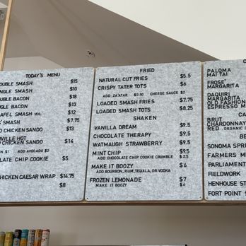 Smash - Menu - Burgers Near Me - Sonoma, California