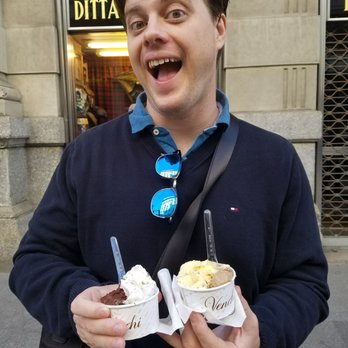 Venchi - My husband holding our gelato - Patisserie/Cake Shop Near Me - Milan, Michigan