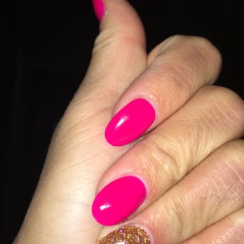 Glamour Nails - SNS hot pink #102 and gold #68 - Nail Salons Near Me - Daphne, Alabama