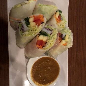 Sukho Thai - Veggie rolls with peanut butter sauce - Thai Near Me - Toronto, Ontario Sukho Thai - Veggie rolls with peanut butter sauce - Thai Near Me - Toronto, Ontario