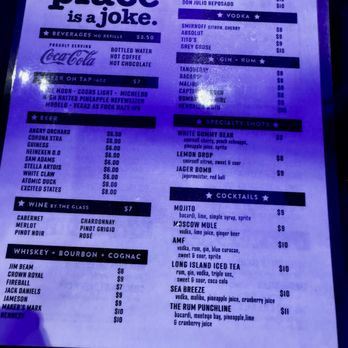 Wiseguys Town Square - Drink menu. - Comedy Clubs Near Me - Las Vegas, Nevada