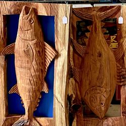 Pismo Beach Dive Shop - Carved wooden fish