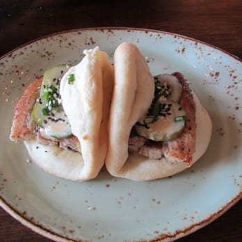 Tavern & Table - Pork Belly Steam Buns: citrus cured pork belly, szechuan pickles, hoisin, green onion; $7 (neither order or tasted) - New American Near Me - Mt. Pleasant, South Carolina Tavern & Table - Pork Belly Steam Buns: citrus cured pork belly, szechuan pickles, hoisin, green onion; $7 (neither order or tasted) - New American Near Me - Mt. Pleasant, South Carolina