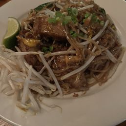 Pad Thai Noodle Dinner with crispy pork belly