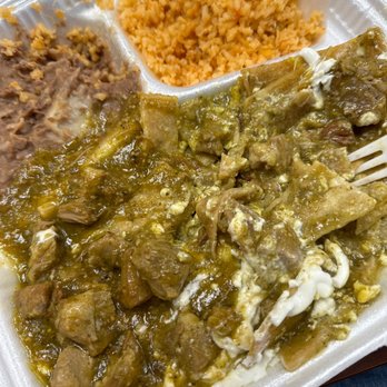 Los Arbolitos - Chilaquiles with chili verde meat - Mexican Near Me - Exeter, California Los Arbolitos - Chilaquiles with chili verde meat - Mexican Near Me - Exeter, California