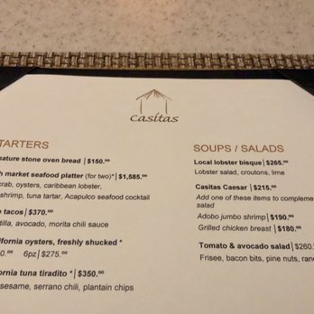 Casitas - Starter and Soups Menu - Casitas Restaurant - Seafood Near Me - Cancún, ROO