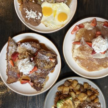 Coleta Brunch - So good!!!   Fresas con crema pancakes Chilaquiles(verde sauce) Coletas French Toast   Coletas Benedict - Mexican Near Me - National City, California