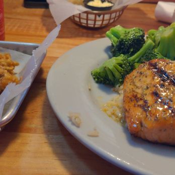 Logan's Roadhouse - Salmon with rice, broccoli and fried shrimp. - Steakhouses Near Me - Joplin, Missouri Logan's Roadhouse - Salmon with rice, broccoli and fried shrimp. - Steakhouses Near Me - Joplin, Missouri