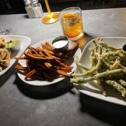 Harvey's - Yummy veggie plates at the bar. Delicious sweater weather cocktail.
