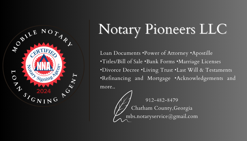 NOTARY PIONEERS Updated May 2024 Savannah, Notaries