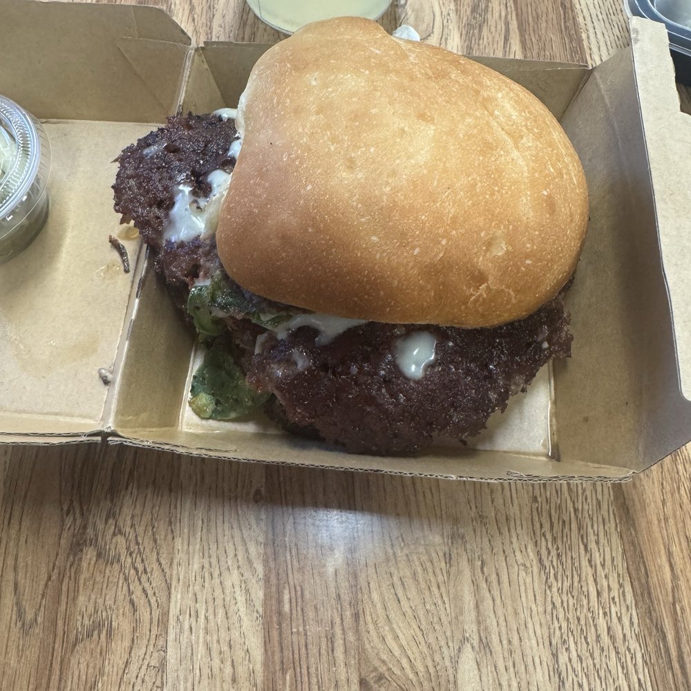 Get Smashed - Fried Jalapeo & Onion Wagyu Smash Burger with Cooper Cheese no onions and I added bacon - Burgers Near Me - Syracuse, New York Get Smashed - Fried Jalapeo & Onion Wagyu Smash Burger with Cooper Cheese no onions and I added bacon - Burgers Near Me - Syracuse, New York