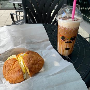 Jaho Coffee Roaster & Wine Bar - egg and cheese croissant sandwich + iced kulfi latte - Wine Bars Near Me - Boston, Massachusetts Jaho Coffee Roaster & Wine Bar - egg and cheese croissant sandwich + iced kulfi latte - Wine Bars Near Me - Boston, Massachusetts