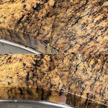 Diamond Tile Restoration - Top lip of sink. Before on top. - Refinishing Services Near Me