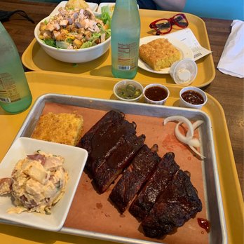 Joe's Real BBQ - Pork Ribs, Potato Salad, Cornbread, chicken salad, topo Chico - Barbeque Near Me - Gilbert, Arizona