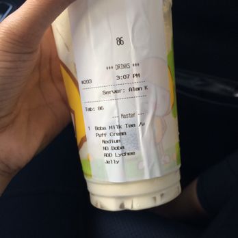Sunmerry Bakery - Boba milk tea with puff cream (substitute boba for lychee jelly) - Coffee & Tea Near Me - Monterey Park, California Sunmerry Bakery - Boba milk tea with puff cream (substitute boba for lychee jelly) - Coffee & Tea Near Me - Monterey Park, California