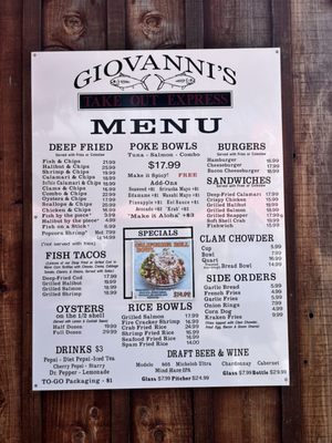 Menu photo 1 Giovanni's Take Out Express Morro Bay, CA