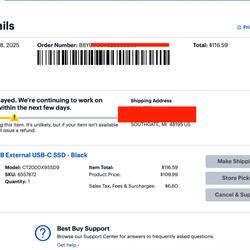 Best Buy Westland - Online purchase receipt