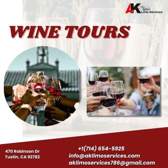 AK Limo Services - Experience best Napa Valley wine tours & Sonoma wine tours. Our friendly staff will help you with a custom private wine tour of California. - Limos Near Me - Tustin, California AK Limo Services - Experience best Napa Valley wine tours & Sonoma wine tours. Our friendly staff will help you with a custom private wine tour of California. - Limos Near Me - Tustin, California
