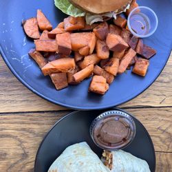 The Yucca Tree Eatery - Soyrizo burrito and veggie burger