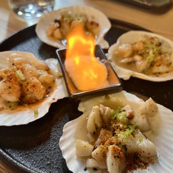 Yunta Nikkei - Mariscos al Fuego - shrimp, scallops, octopus in a miso butter sauce - Peruvian Near Me - Charlotte, North Carolina