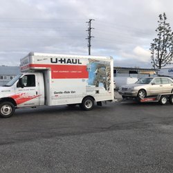 U-Haul Neighborhood Dealer - 15 ft truck with auto transport. Connected and inspected by Edgar