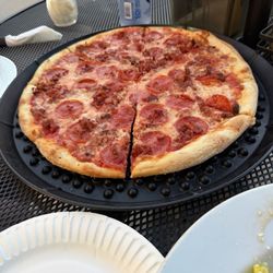 Bacon and pepperoni pizza