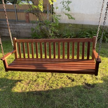 Señor Teak - Our beautiful bench AFTER Jorge worked his Senor Teak magic!!!!!!!! It's smooth and fully sanded! - Refinishing Services Near Me