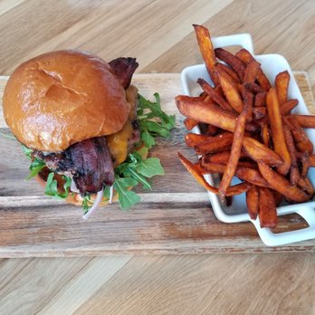 Cafe Wild - Classic MB burger with sweet potatoe fries ($13 or 17 I think) - Breakfast & Brunch Near Me - Manhattan Beach, California Cafe Wild - Classic MB burger with sweet potatoe fries ($13 or 17 I think) - Breakfast & Brunch Near Me - Manhattan Beach, California