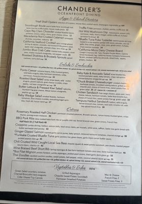 Menu photo 1 Chandler's Oceanfront Dining Carlsbad, CA