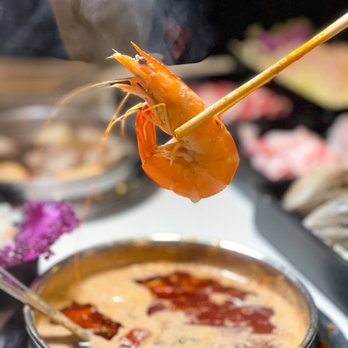 Spring Shabu-Shabu - a shrimp on a skewer - Japanese Near Me - Flushing, New York