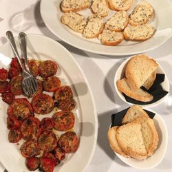 Villa Calcinaia - Roasted tomatoes and chicken/anchovy crostini made during our cooking class at the Villa
