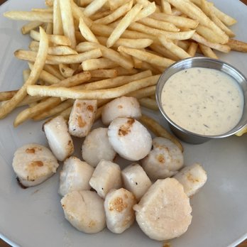 Mile Marker One Restaurant & Bar - Grilled Scallops with fries - Bars Near Me - Gloucester, Massachusetts
