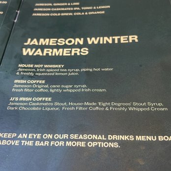 Jameson Distillery Bow St - Main bar menu - Museums Near Me - Dublin, D