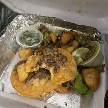 Tacos Linares - Carne asada tostadas- plate fell over in the car but very delicious. Will go back! - Tacos Near Me - Garland, Texas Tacos Linares - Carne asada tostadas- plate fell over in the car but very delicious. Will go back! - Tacos Near Me - Garland, Texas