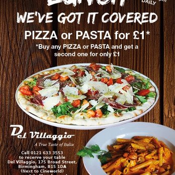 Del Villaggio - Buy any Pizza or Pasta and get the second one for £1! - Italian Near Me - Birmingham, XWM Del Villaggio - Buy any Pizza or Pasta and get the second one for £1! - Italian Near Me - Birmingham, XWM